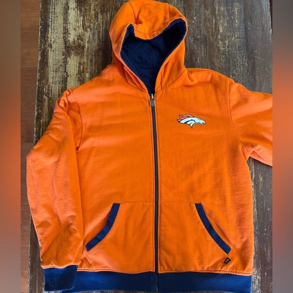 NFL Denver Broncos Navy Blue/Orange Reversible Quilted Jacket - Picture 1 of 9